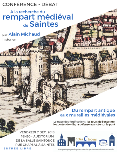 Conférence-débat :  » A la recherche du rempart médiéval de Saintes ».