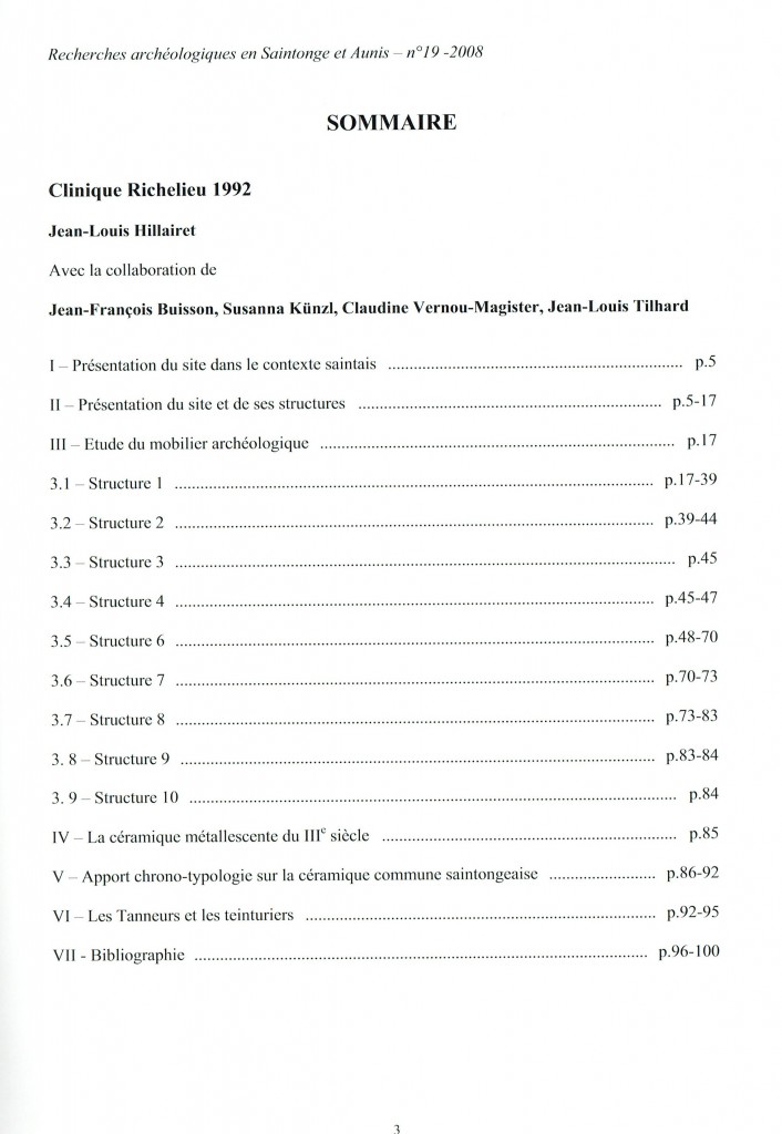 5)Nté sur la chrono-typologie de la céramique gallo-romaine saintaise - sommaire