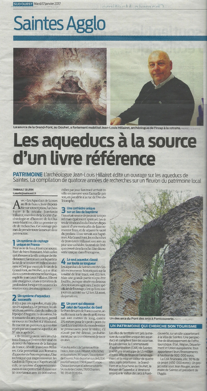 Article de Sud-Ouest : Les aqueducs à la source d’un livre référence.