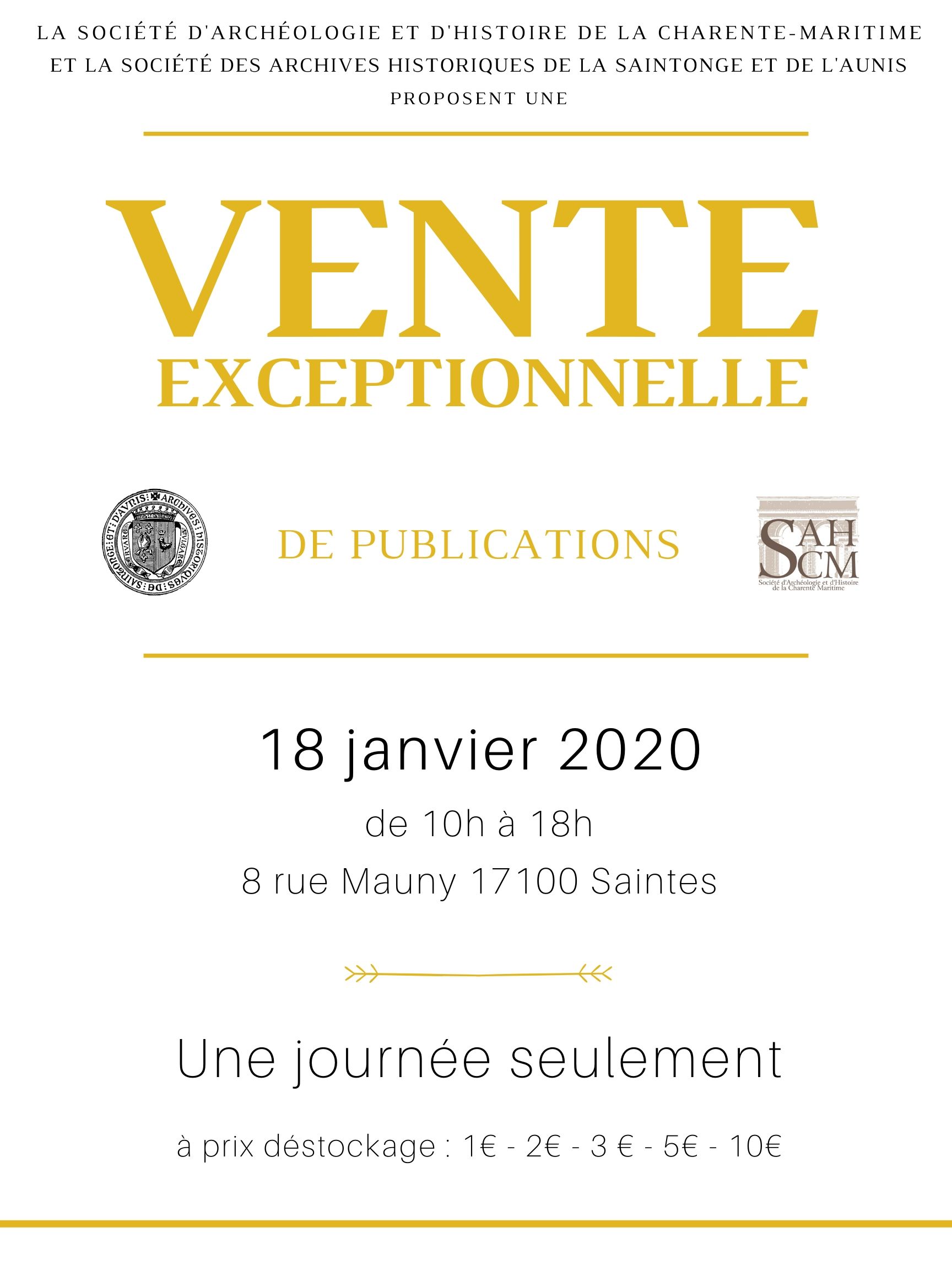 Vente exceptionnelle de publications à la SahCM