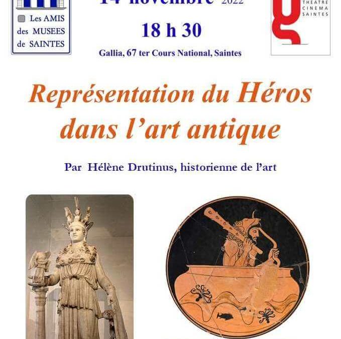 Conférence : représentation du héros dans l’art antique, par Héléne Drutinus, lundi 14 novembre